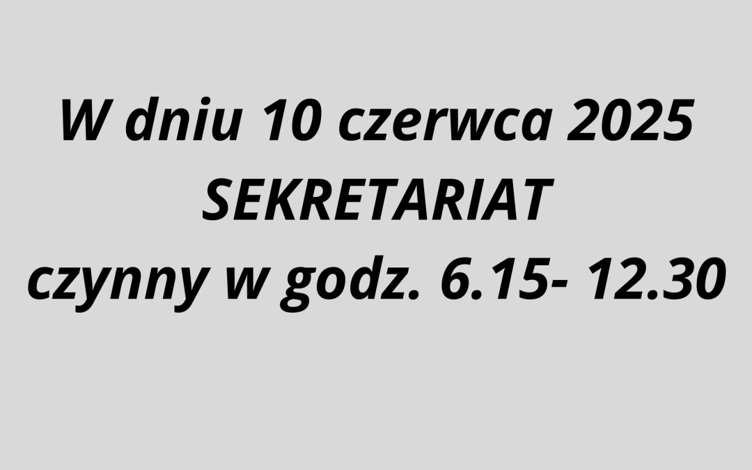 Komunikat sekretariatu szkoły.